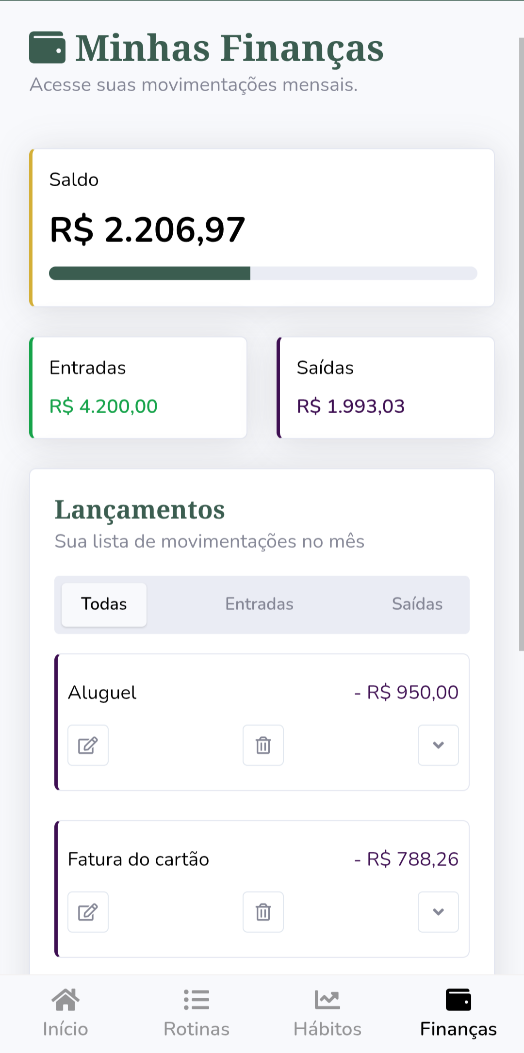 App glow up mais planejamento financeiro pessoal