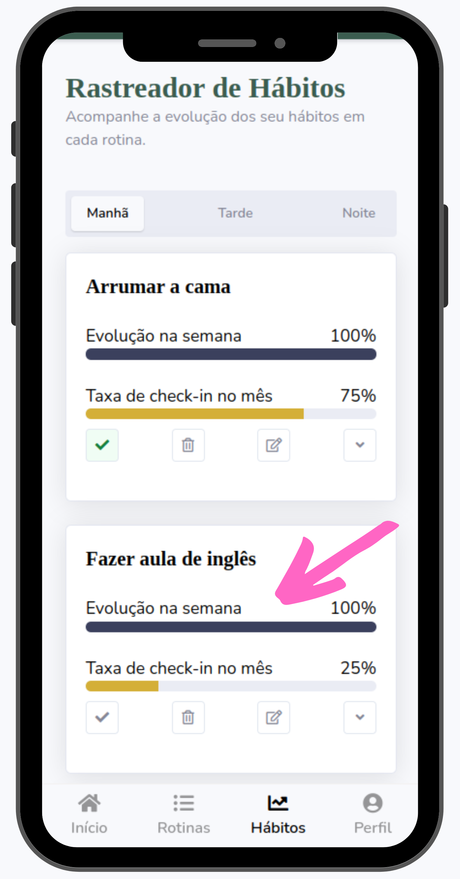 Hábito aula de inglês