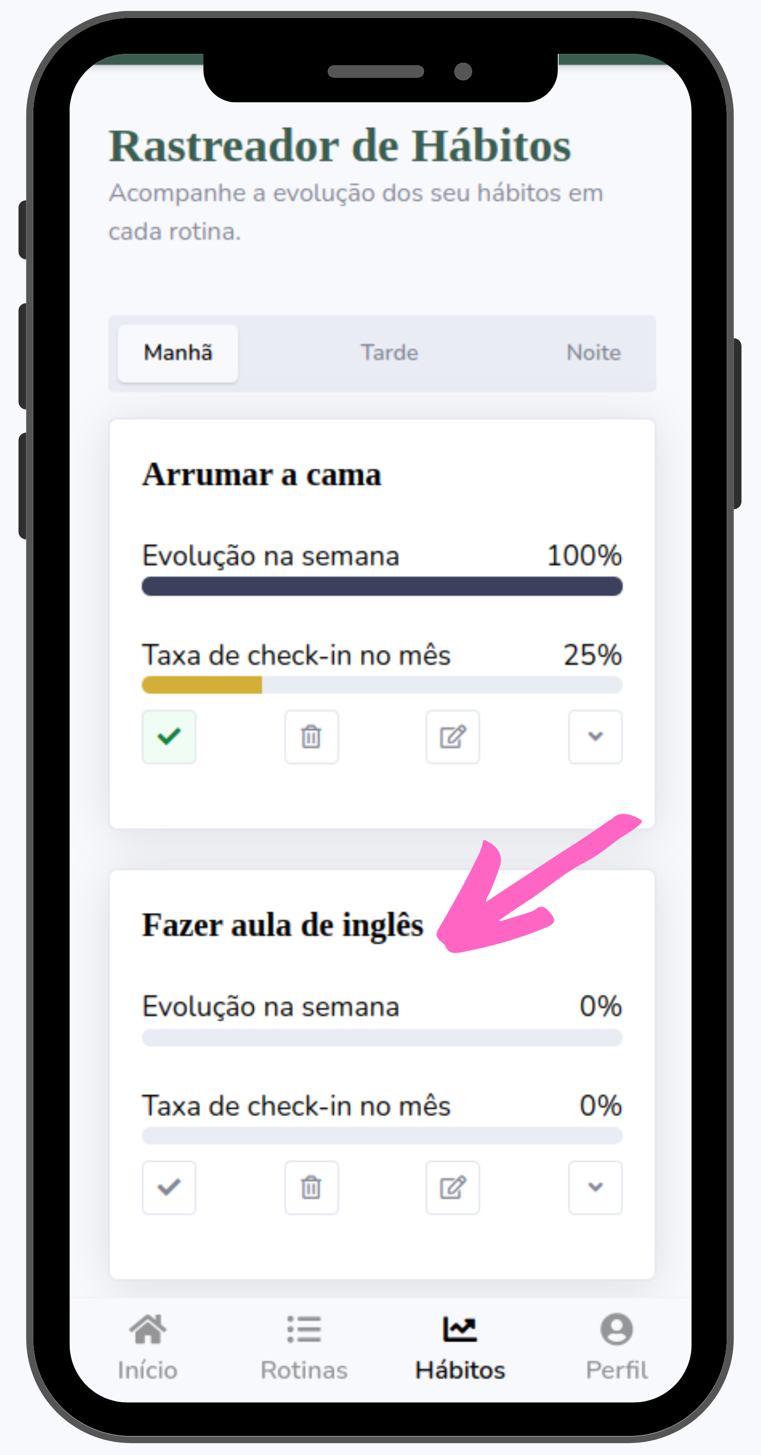 Hábito aula de inglês