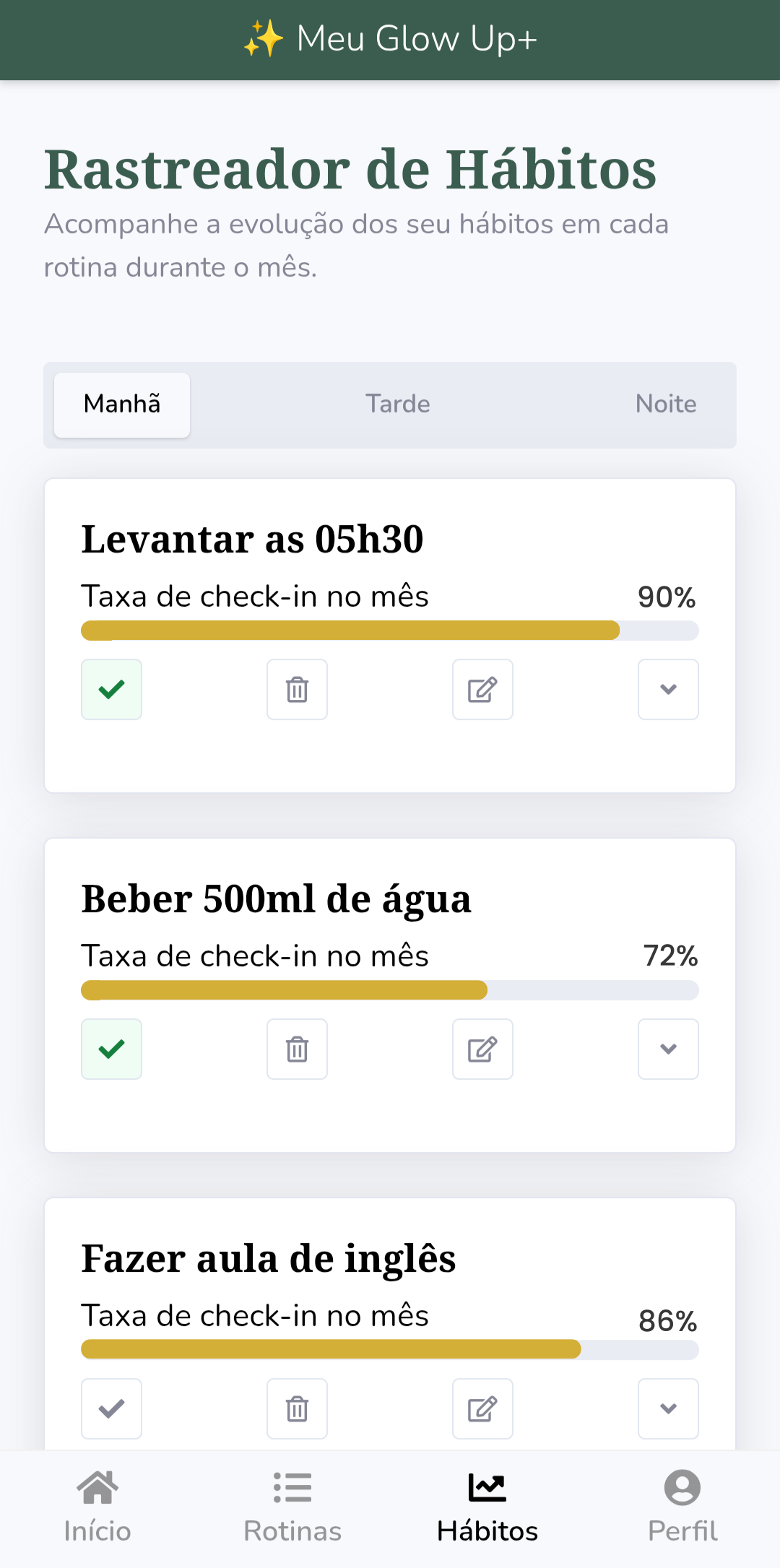 Rotina produtiva da manhã Glow Up+